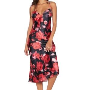Victoria's Secret Slip Dress Women XL Maxi‎ Satin Floral Romantic Sexy Coquette